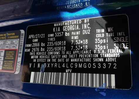 2021 Kia Sorento S from USA, damaged, VIN 5XYRL4LC9MG053372